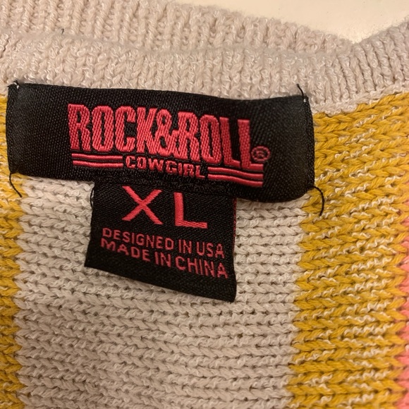 Striped knit sweater vest with V neckline - multicolored, size XL. - Picture 2 of 3